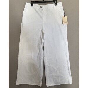 NYDJ Mona Wide Leg Stretch Trouser Ankle Jeans Sz 12 White Womens Classic New